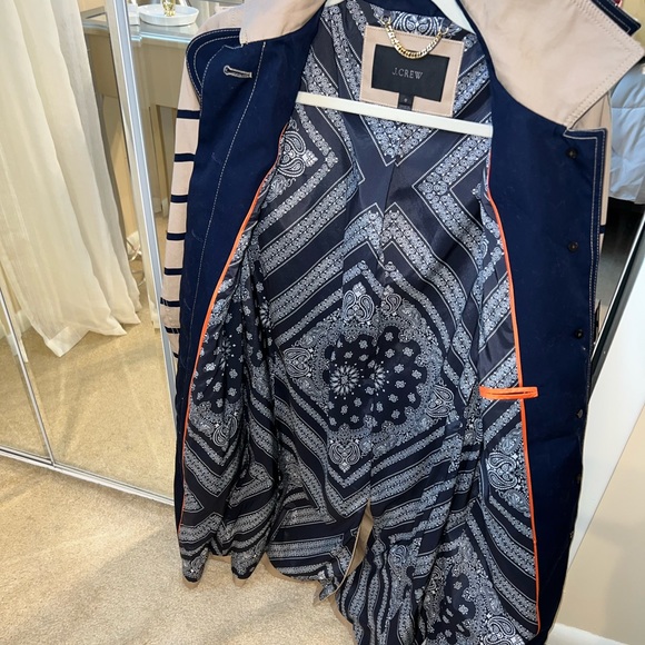 Like New J. Crew Striped Trench Coat - Perfect for Fall! - Picture 6 of 8
